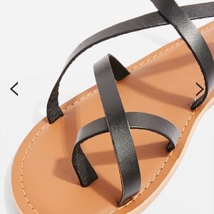 Topshop Black Leather HICCUP Strappy Sandals sz38